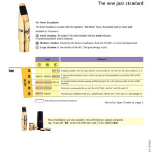 Vandoren | V16 Small Chamber Tenor Saxophone Mouthpiece | Metal